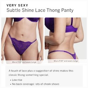 Victoria's secret very sexy subtle shine strap lace thong panty RARE MEDIUM